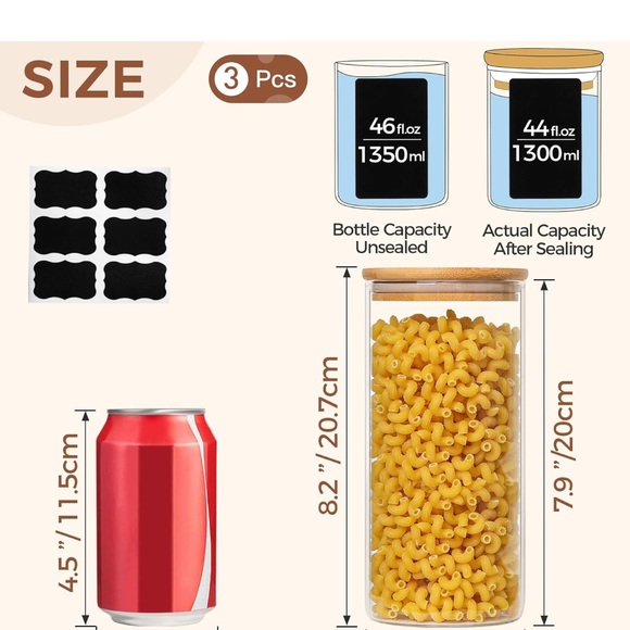 🌸 ComSaf glass storage container with lids 44oz set of 3 🌸 - Picture 4 of 5